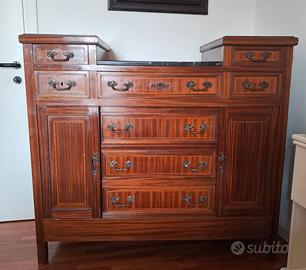 Comò legno e marmo nero