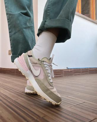 nike sportswear waffle one tg 37.5 verde rosa