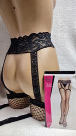 Calze con Reggicalze a Rete Media Nera,Tg Unica