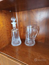 set di caraffa e brocca in cristallo vintage 