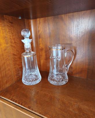 set di caraffa e brocca in cristallo vintage 