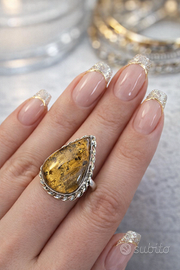 Anello artigianale in Occhio di Tigre