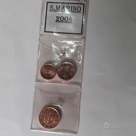 1, 2, 5 eurocent fdc San Marino 2004
