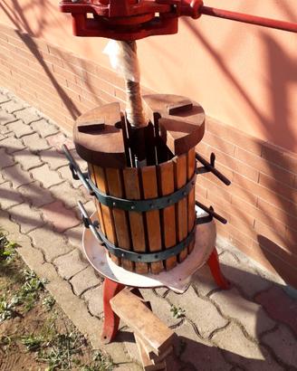 Torchio per uva/vino in legno e ghisa - Completo