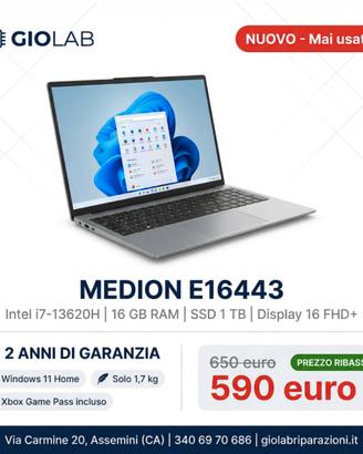 Laptop Medion i7 13ªGen NUOVO - GARANZIA 2 ANNI -