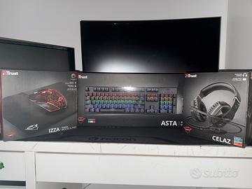 tastiera mouse e cuffie trust gxt