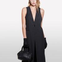 Sisley gilet lungo smanicato gessato NUOVO 