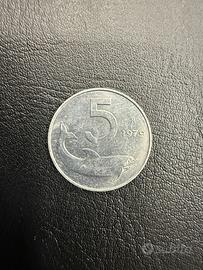 N.84 monete 5 lire delfino 1979