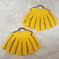 Presine uncinetto giallo in lana
