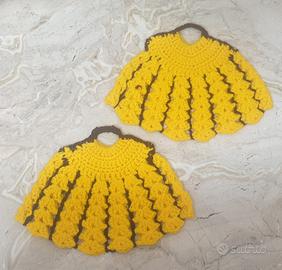 Presine uncinetto giallo in lana