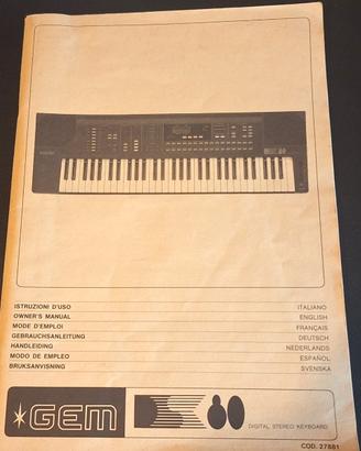 ORGANO ELETTRONICO GEM DSK 80 MANUALE D'USO