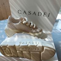 SNEAKERS CASADEI ALTE TESSUTO LUREX ORO 