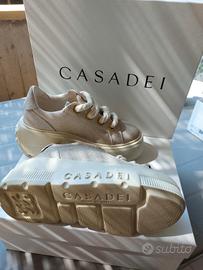 SNEAKERS CASADEI ALTE TESSUTO LUREX ORO 