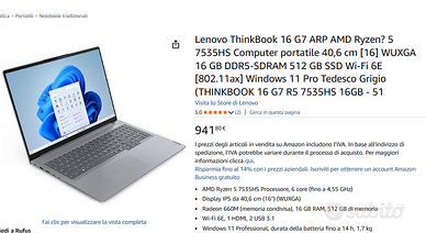 Lenovo ThinkBook 16 G7 16 GB DDR5 512 GB Win Pro