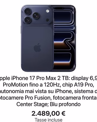 Apple iPhone 17 Pro Max 2TB NEGOZIO LADISPOLI