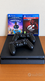 Play Station 4 Slim + 2 Controller + 2 Giochi PS4