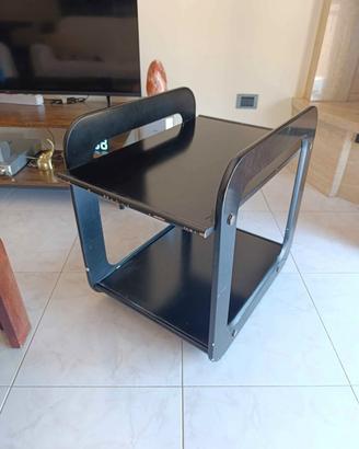 Carrello porta TV vintage, anni 70 nero con ruote 