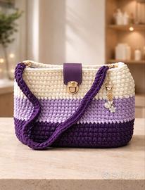 borsa uncinetto viola