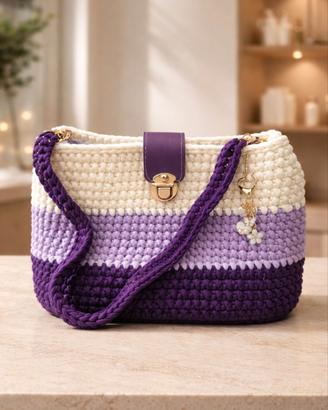 borsa uncinetto viola