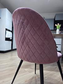 4 sedie velluto rosa moderne