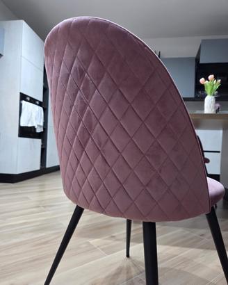 4 sedie velluto rosa moderne