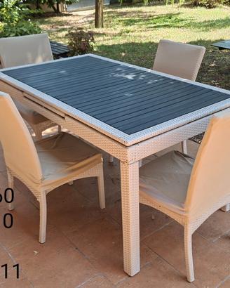 Tavolo esterno giardino allungabile con sedie