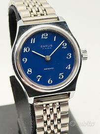 carus blue watch vintage new nos swiss made 33mm