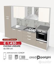 -cucina moderna lineare-elettrodomestici inclusi