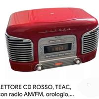 lettore CD rosso  teac con radio fm/am orologio 