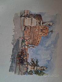 Set Stampe Vintage "Vedute di Roma" - Acquerello