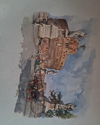 Set Stampe Vintage "Vedute di Roma" - Acquerello