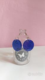 Orecchini pendenti blu glitter