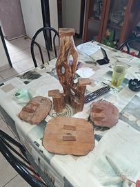 Piedistallo porta vasi in legno massello