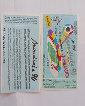 Biglietti diverse lotterie anno 1990