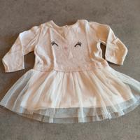 Abito bambina H&M 4-6 mesi 68 cm ricamo gatto