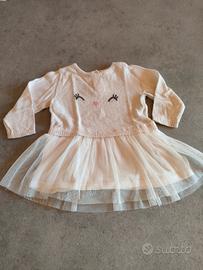 Abito bambina H&M 4-6 mesi 68 cm ricamo gatto