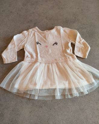 Abito bambina H&M 4-6 mesi 68 cm ricamo gatto