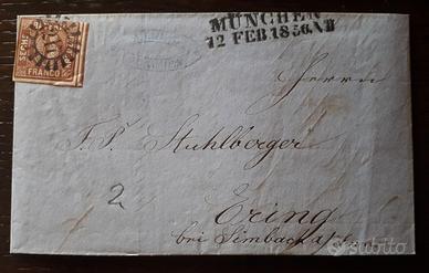 Impero Tedesco- 1856-6 Kreuzer su documento Monaco