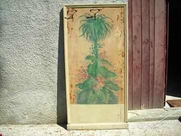 VECCHIO PANNELLO IN LEGNO CON APPENDIABITI DA MURO