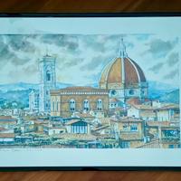 Stampa con cornice blu ( Vetro ) inclusa