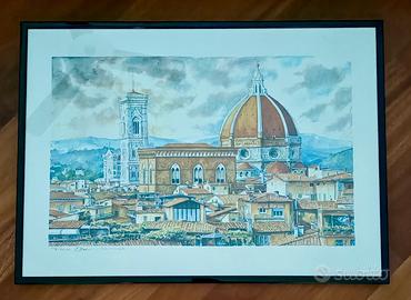 Stampa con cornice blu ( Vetro ) inclusa