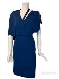 Abito Vionnet, blu , asimmetrico