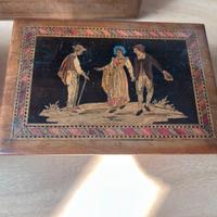 Lotto scatole legno ulivo sorrentine carte intars