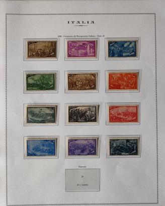 Serie di 12 francobolli del Cent.Risorgimento 1948