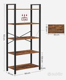 VASAGLE Scaffale, Libreria a 5 Ripiani