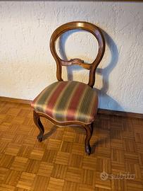 Set di sedie in legno e tessuto modernariato