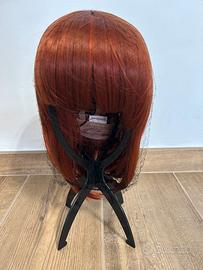 Parrucca corta a caschetto Bob media Arancio Rosso