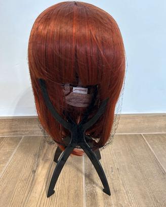Parrucca corta a caschetto Bob media Arancio Rosso