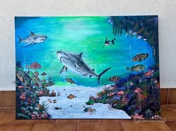Dipinto su tela - “Predatori del Reef”