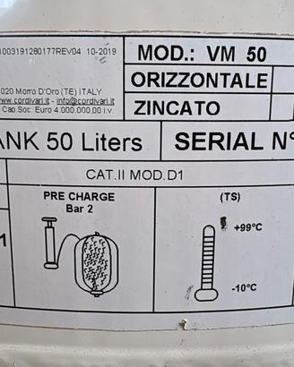 Vaso ad espansione 50 litri Cordivari